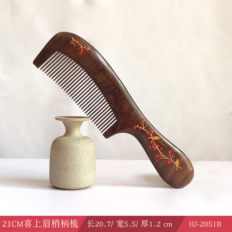 Sandalwood Comb for Meridian Scalp Massage, Anti-Static Hair Comb for Women, Medium-Tooth Volumizing Comb, Meridian Comb Gift Box