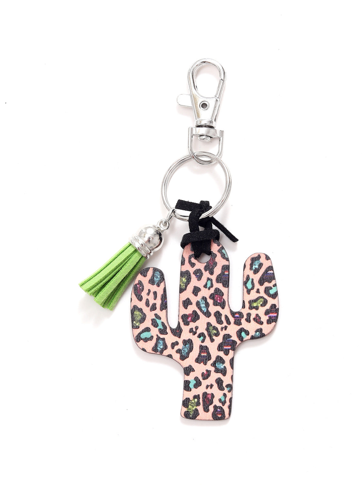 New Wooden Cactus Keychain Leopard Flower Rainbow Sunflower Striped Printed Bag Car Pendant