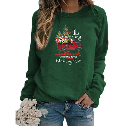 Christmas truck Merry Christmas pattern printed round neck sweater European and American autumn and winter Amazon AliExpress