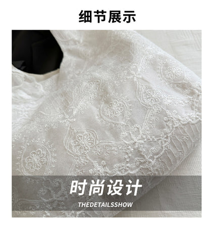 Korean Style Small Fresh Lace Flower Canvas Bag 2025 New Large Capacity Commuter Lazy Style Single Shoulder Large Tote Bag