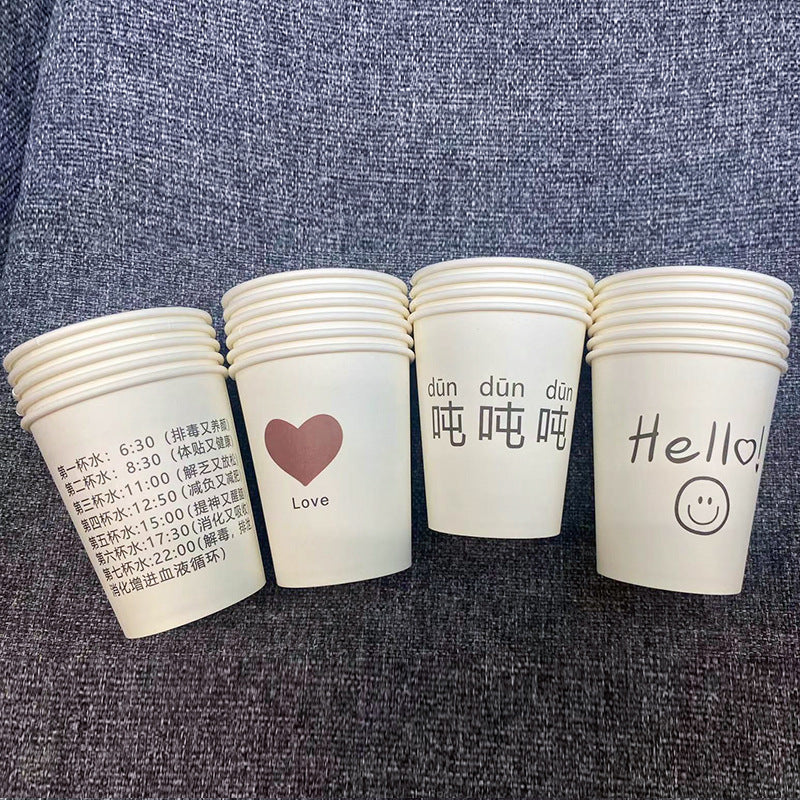 Cartoon Paper Cup Disposable Thickeneded Food Grade Household Hot and Cold Drink Coffee Cup Commercial Wholesale Hospitality Tea Cup