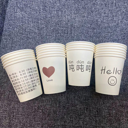 Cartoon Paper Cup Disposable Thickeneded Food Grade Household Hot and Cold Drink Coffee Cup Commercial Wholesale Hospitality Tea Cup