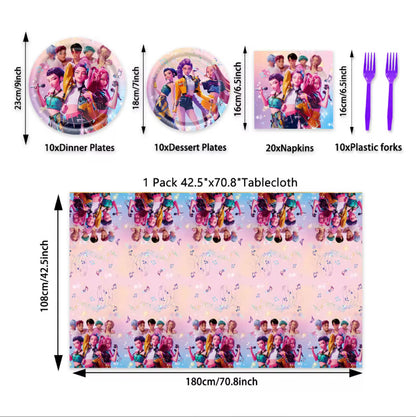 Amazon's New Pop Hunter Witch Group Theme Birthday Party Supplies Set Paper Plate Tissue Tablecloth Decoration