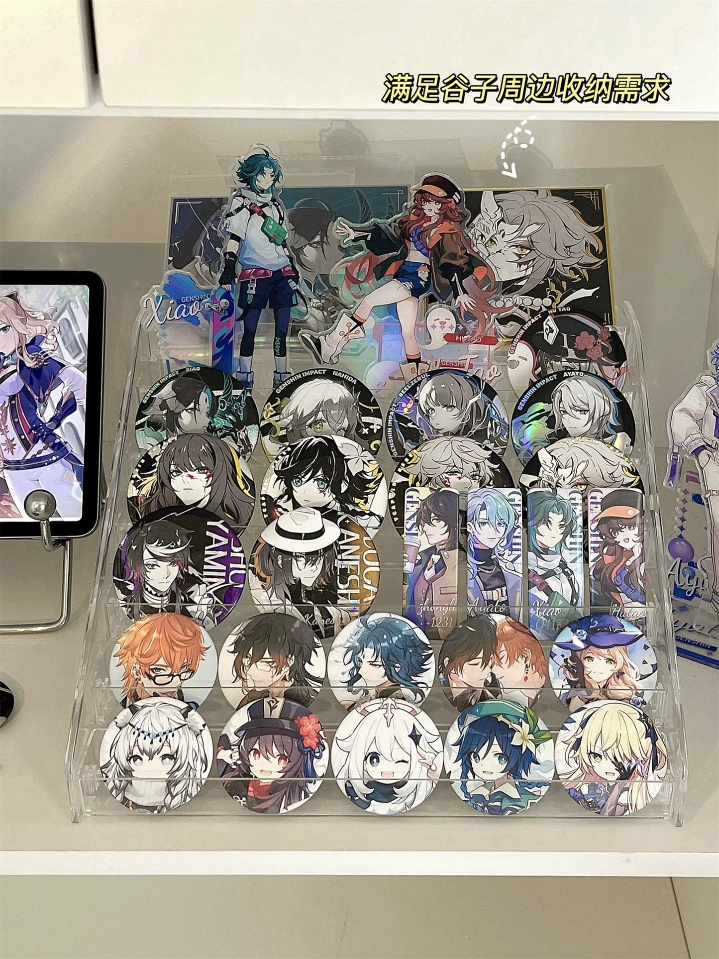 Acrylic Display Stand Transparent Desktop Millet Storage Box Ladder Shelf Peripheral Badge Desktop Storage Rack