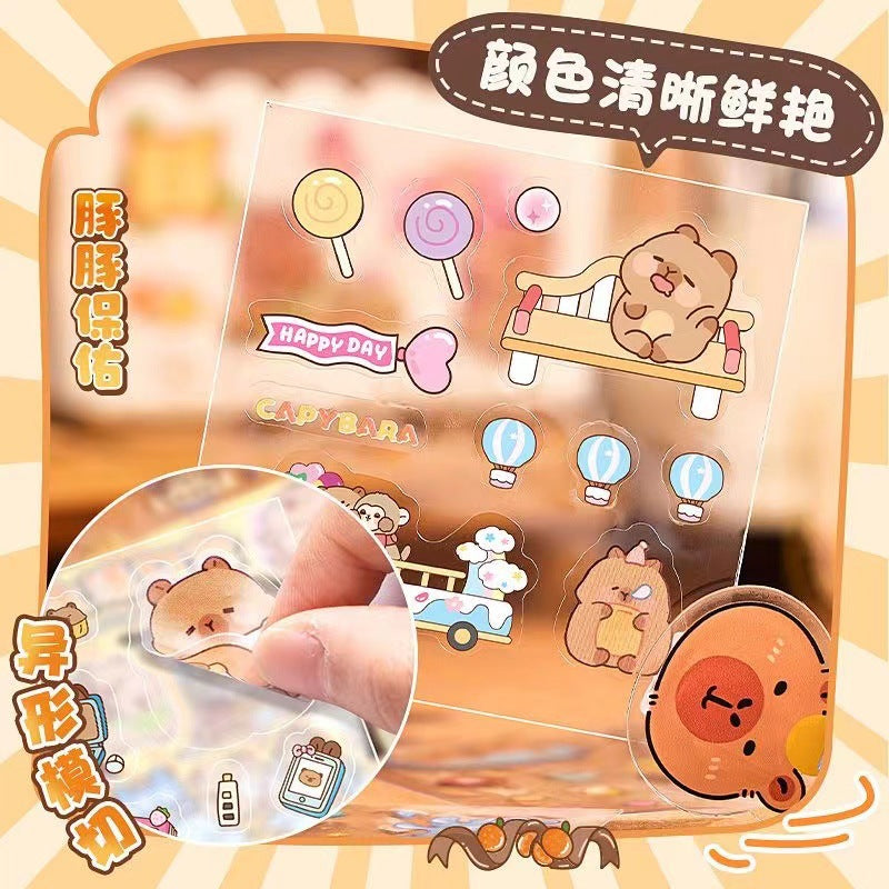 Kapibara Planner Stickers Cartoon Capybara Pet Student DIY Stickers Waterproof Water Bottle Phone Case Adhesive Laser