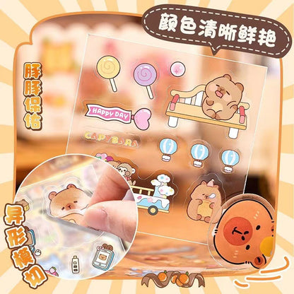 Kapibara Planner Stickers Cartoon Capybara Pet Student DIY Stickers Waterproof Water Bottle Phone Case Adhesive Laser