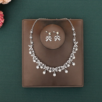 Korean Bride Necklace Earrings Two-piece Decorations Wedding Yarn Wedding Jewelry Wedding Accessories Dance Studio