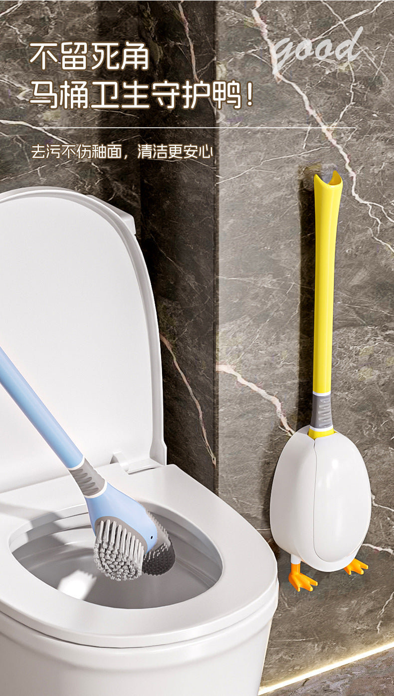 [Patented Authentic] New Diving Cartoon Duck Silicone Toilet Brush Home with Base Cleaning Set Bathroom