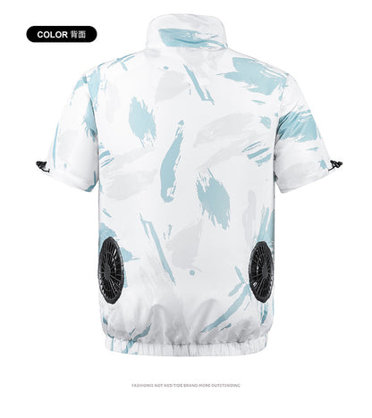Cross-border Direct Supply Summer Cooling and Heat Prevention Air-conditioning Clothing Clothes with Fan Short-sleeved Vest Outdoor Sunscreen Work Wear