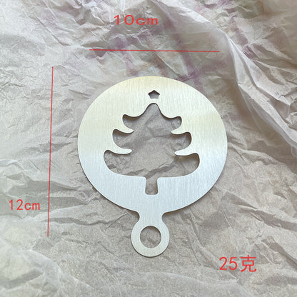 Factory Direct sales Christmas creative stainless steel coffee Garland piece mold portable coffee milk bubble spray flower printing template