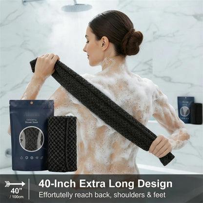Exfoliating Shower Towel Cleanses, Smooths, and Cares for the Skin