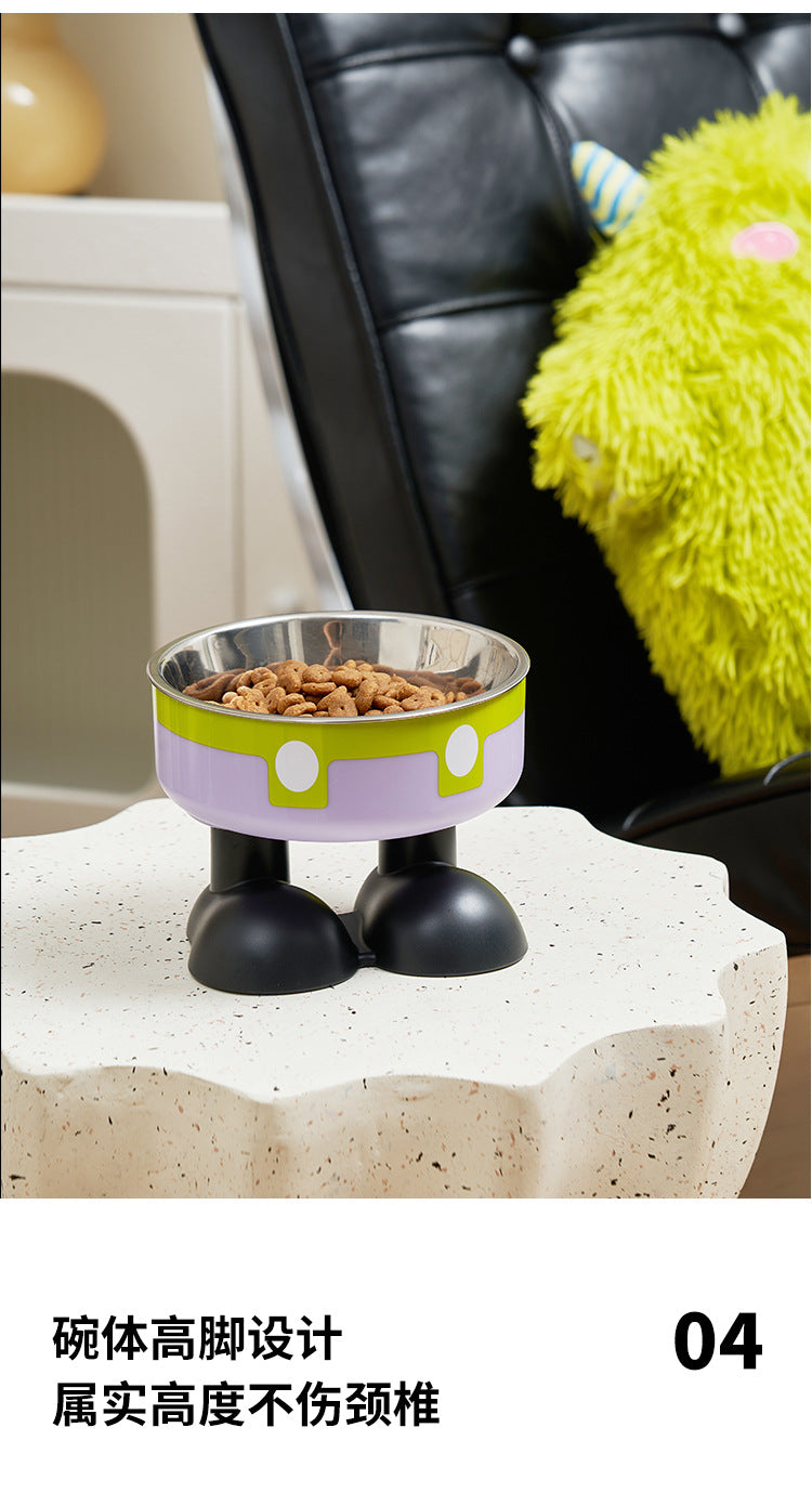 Pet stainless steel bowl non-slip large capacity dog bowl cat goblet bowl neck protection pet bowl anti-knock cat bowl new