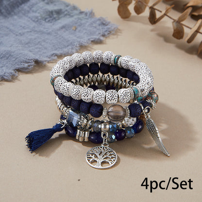 European and American Cross-Border Hot-Selling New Bohemian Bracelets Creative Tassel Multi-Layer Beaded Bracelets Fashion Jewelry