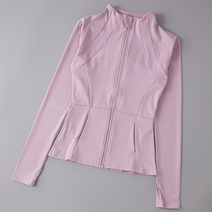 Yoga Clothing Women's Spring and Summer Vertical Collar Zipper Jacket Slim-fit Sun Protection Slimming Long-sleeved High-end Running Sports Fitness Top