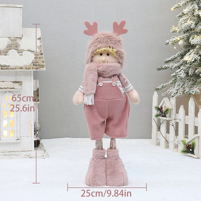 Cross Border Christmas Decorations Pink Antlers Doll Fabric Boys and Girls Doll Standing Doll Desktop Ornaments