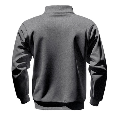 Cross-Border American Style Autumn and Winter Heavyweight Fleece Long-Sleeve Men's Sweatshirt with Half-Zip, Loose Fit, Stand Collar, Pullover Men's Sweatshirt