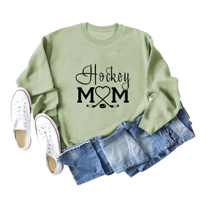 Amazon Wish Independent Station Fashionable Simple Hockey Mom Letter Fun Printed Women's Casual Sweatshirt