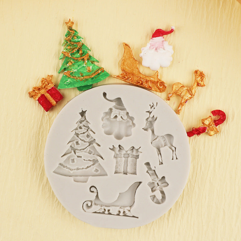 DIY Christmas mold Christmas tree elk Bell gift chocolate baking tools flip sugar cake mold