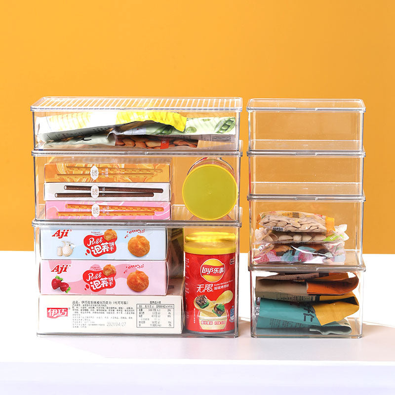 Desktop Storage Box with Lid Flip-Top Rectangular Transparent Acrylic Storage Box Kitchen Cosmetics Sundry Work Station