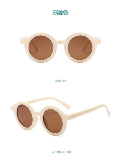 2023Ins Kidsren's Sunglasses Retro Boys and Girls Kidsren's Sunglasses Ready-Made Baby Round Frame Sunglasses