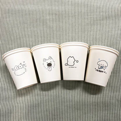 Disposable Paper Cups with Cute Cartoon Patterns for Commercial, Office, and Home Use, Food-Grade, 250ml, Thickened