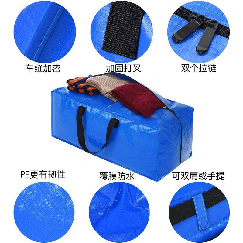 Moving Bag Pp Woven Thickened Moisture-Proof Portable Clothing Organizing Luggage Bag Quilt Storage Bag Multi-Purpose Storage