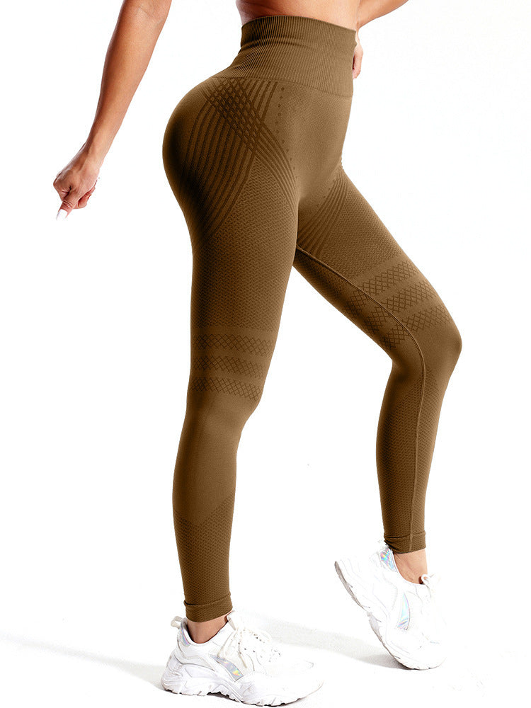 European and American hot selling seamless hip lifting fitness pants belly contracting tight high waist peach hip yoga pants