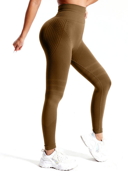 European and American hot selling seamless hip lifting fitness pants belly contracting tight high waist peach hip yoga pants