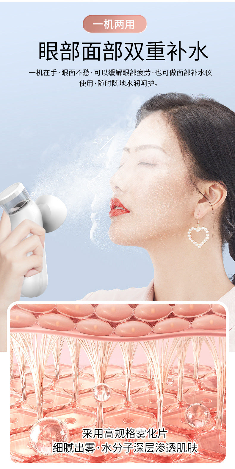 Hot Compress Eye Moisturizer, Nano Spray Eye Care Device, Hot and Cold Dual Application Eye Moisturizer, Household Eye Wash Device, Atomized Eye Moisturizer