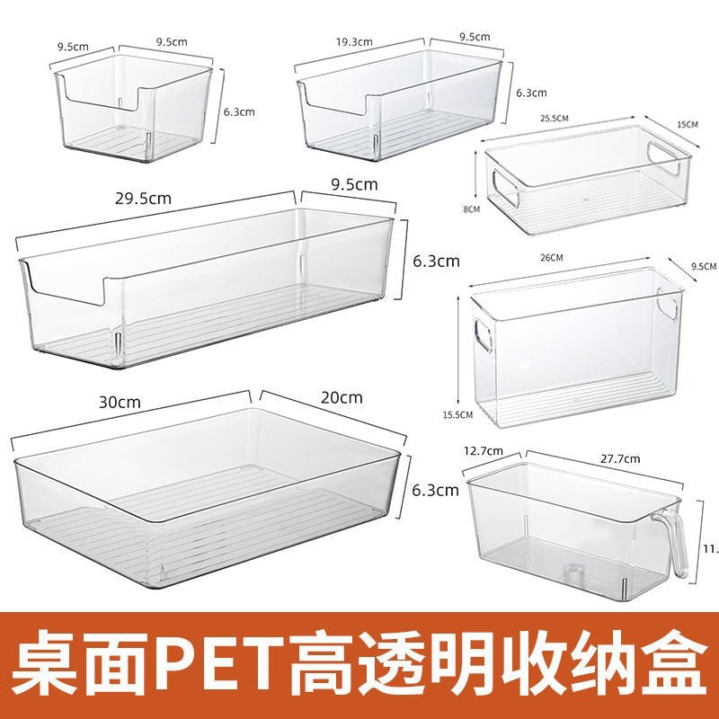 Desktop Storage Box Small Miscellaneous Stationery Sticky Notes Handbook Pencil Transparent Narrow Long Storage Storage Box