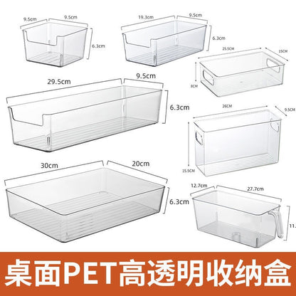 Desktop Storage Box Small Miscellaneous Stationery Sticky Notes Handbook Pencil Transparent Narrow Long Storage Storage Box