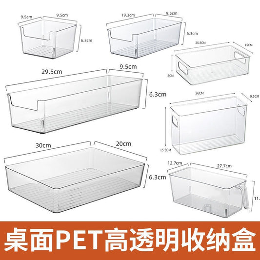 Desktop Storage Box Small Miscellaneous Stationery Sticky Notes Handbook Pencil Transparent Narrow Long Storage Storage Box