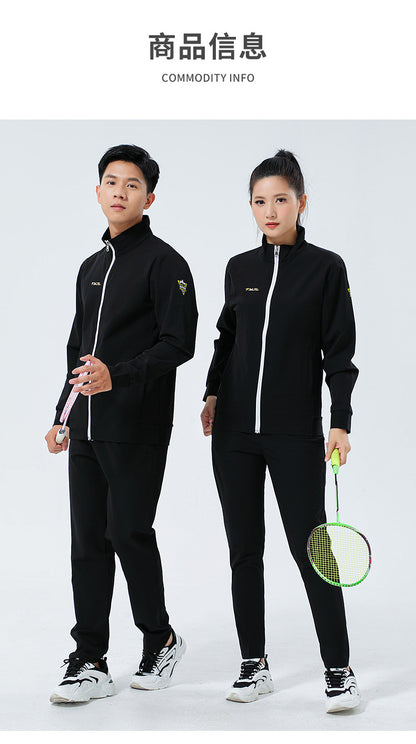 New Badminton Uniform Jacket Black and White Suit Men's and Women's Long-Sleeved Volleyball Uniform Table Tennis Uniform Competition Training Uniform