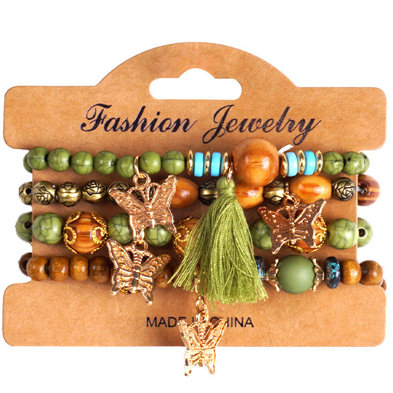 European and American Cross-Border Hot-Selling New Bohemian Bracelets Creative Tassel Multi-Layer Beaded Bracelets Fashion Jewelry