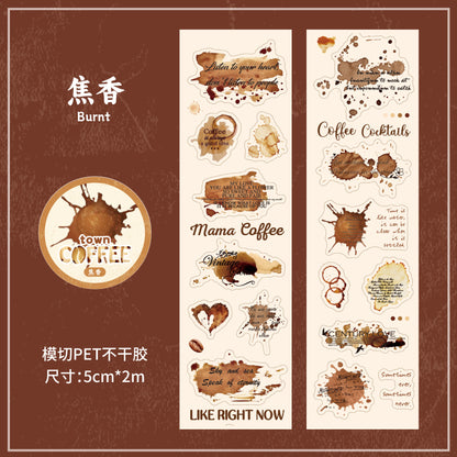 Carefully Selected Coffee Town Retro Series Die-Cut Scenery Washi Tape Creative DIY Background Stickers Journal Pet Tape
