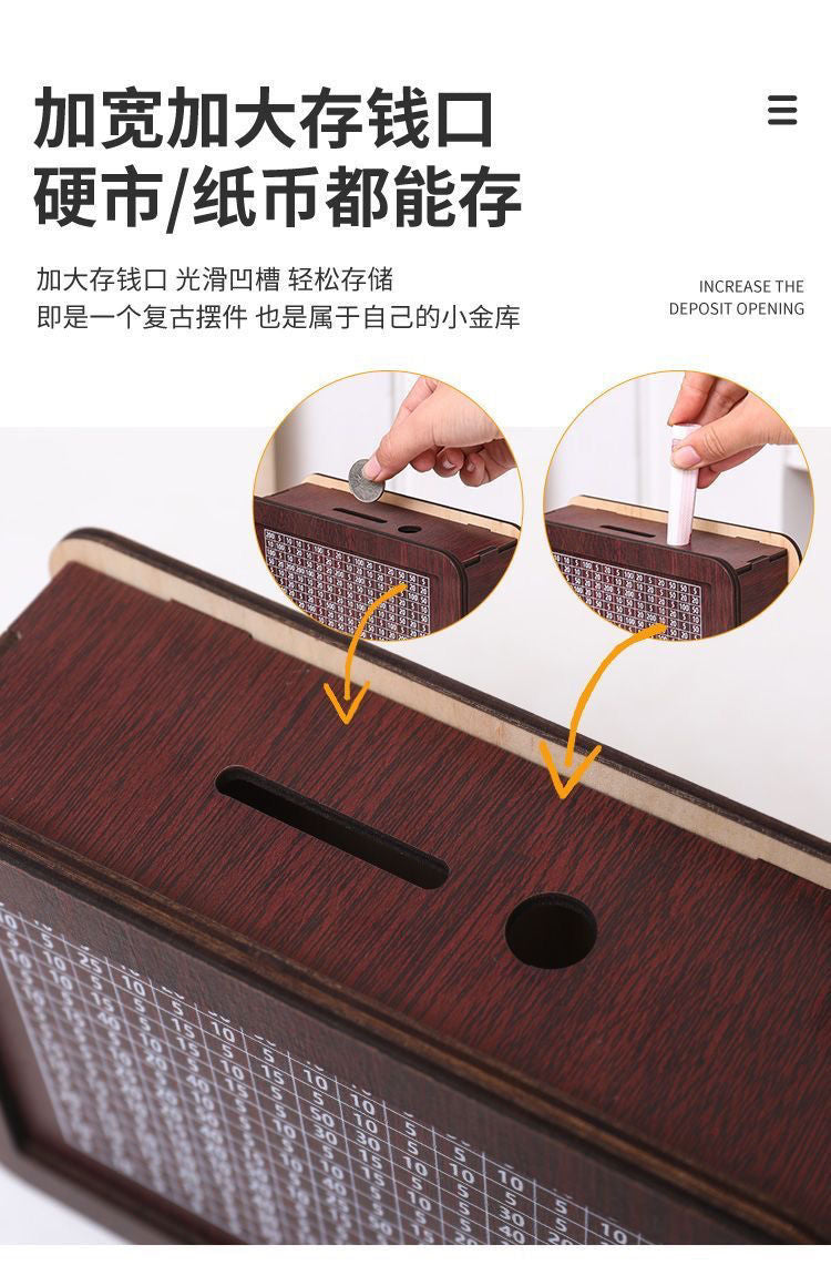 Cross-border Explosions Money Box With Counter Retro Creative Reusable Wooden Piggy Bank