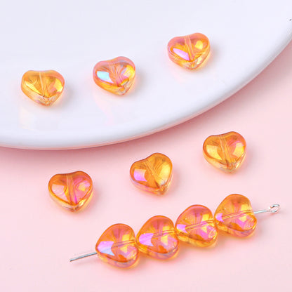 10mm Glass Color-Coated Peach Heart Crystal Beads Loose Beads DIY Handmade Necklace Bracelet Ear Jewelry Manufacturer Direct Sales Wholesale