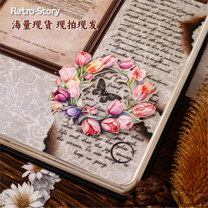Retrostory Garland Series Pet Hard Cardboard Stickers Creative Pastoral Decoration Collage Material Landscaping Stickers
