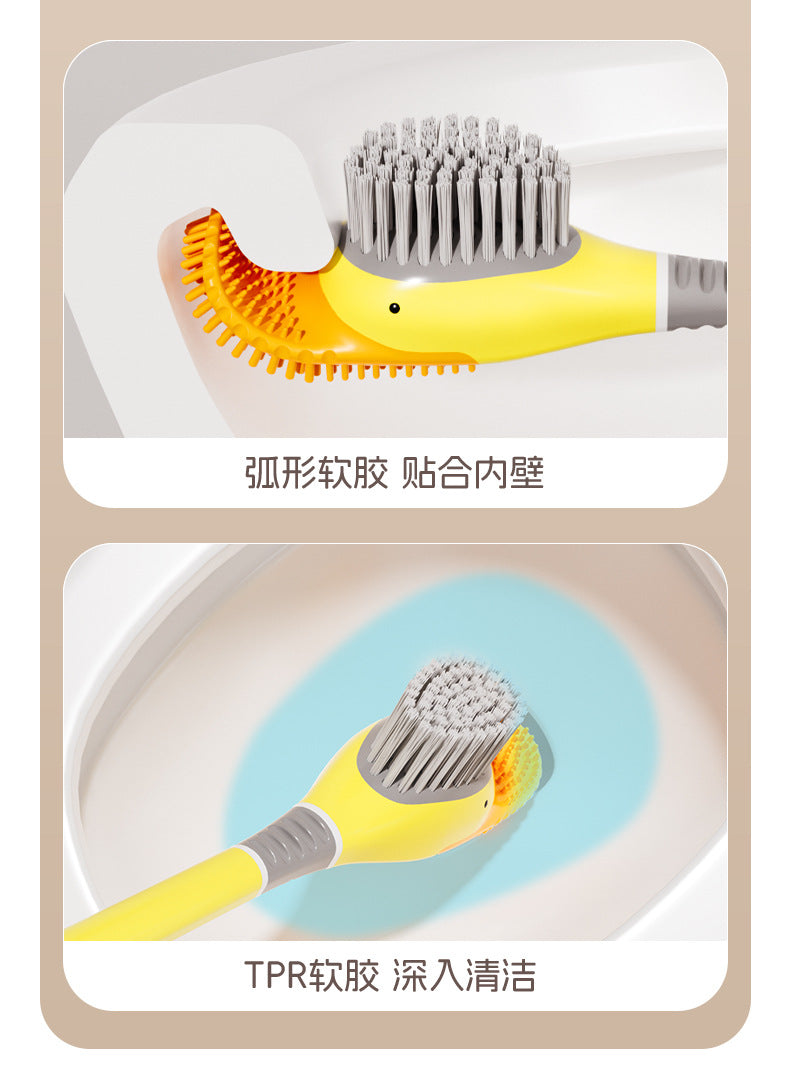 [Patented Authentic] New Diving Cartoon Duck Silicone Toilet Brush Home with Base Cleaning Set Bathroom
