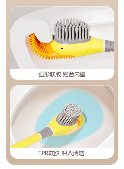 [Patented Authentic] New Diving Cartoon Duck Silicone Toilet Brush Home with Base Cleaning Set Bathroom