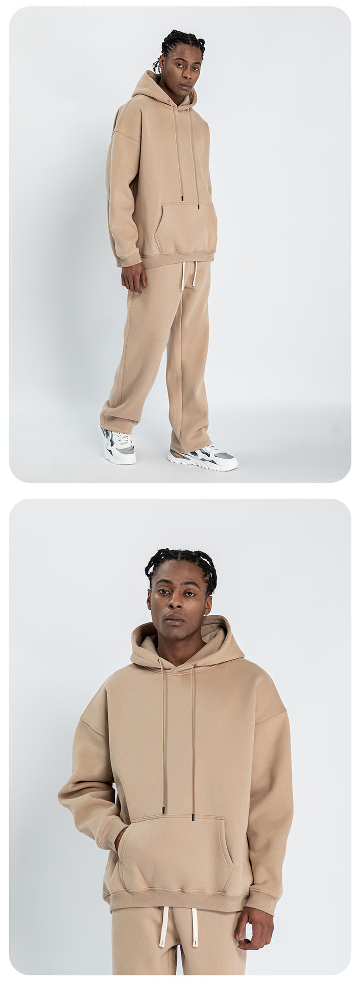 Cai Xiang Island Men's Clothing | Autumn and Winter Cross-Border American-Style Fleece Hoodie Men's Street Fashion Hooded Sweatshirt with Drawstring