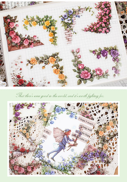 Carefully Selected Retrostory Corner Stickers Ins Style Flower Collage DIY Border Handbook Landscaping Decoration Material Stickers