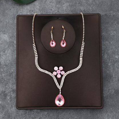 Korean Bride Necklace Earrings Two-piece Decorations Wedding Yarn Wedding Jewelry Wedding Accessories Dance Studio