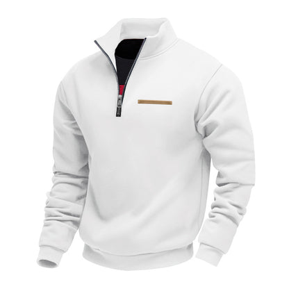 Cross-Border American Style Autumn and Winter Heavyweight Fleece Long-Sleeve Men's Sweatshirt with Half-Zip, Loose Fit, Stand Collar, Pullover Men's Sweatshirt