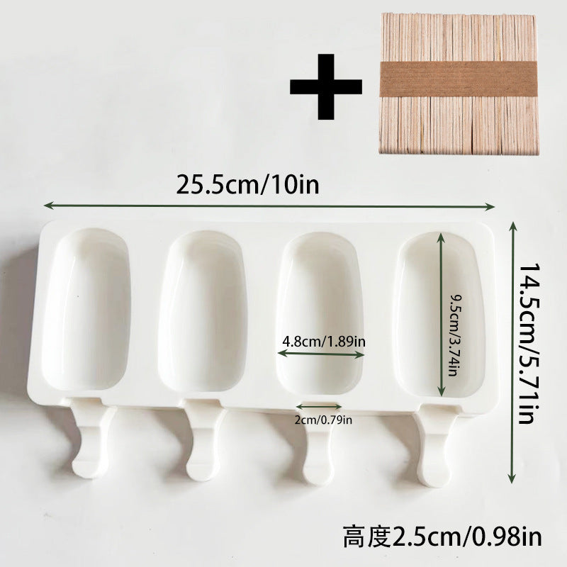 Cross-Border New Oval Ice Cream Mold with Lid, Easy to Release, Cheese Popsicle DIY Home Ice Cream Mold