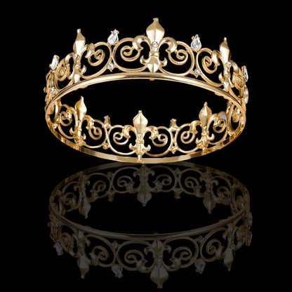 Halloween Stage Opera Performance Unisex Men Golden King Crown Headwear Adult Birthday Crown