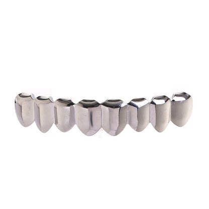 European and American Hot Selling Hiphop Hip-Hop Gold Braces Upper Teeth 8 Lower Teeth 8 Teeth Braces Cross-Border Glossy Braces