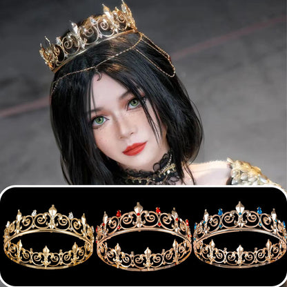 Halloween Stage Opera Performance Unisex Men Golden King Crown Headwear Adult Birthday Crown