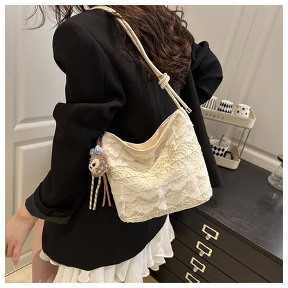 High-Looking and Large-Capacity Women's Small Square Bag 2025 Summer New Fashion Cute Lace Armpit Bag Commuter Shoulder Bag