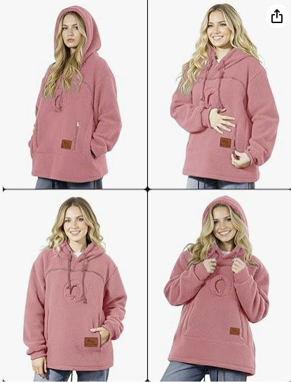 2025 New European and American Polar Fleece Pet-In-One Men's and Women's Trendy Hooded Loose Casual Warm Sweatshirt